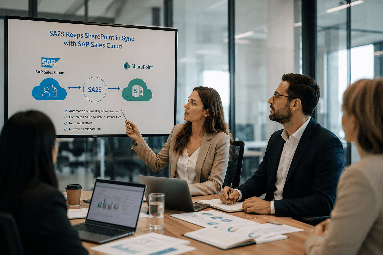 SA2S - Business meeting with cloud tech presentation